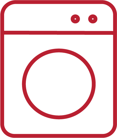 Roter Icon von einer Waschmaschine