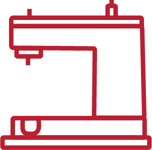 Roter Icon von einer Nähmaschine
