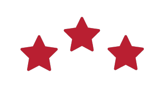 Drei rote Sterne zur  von Bewertungen