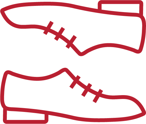 Roter Icon von einem Paar Schuhe
